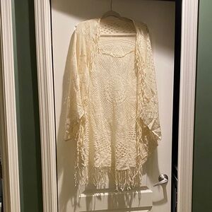 American Eagle Outfitters Beige Crochet Swim Coverup